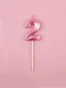 1pc 0-9 Number Birthday Candle, Pink Number Candle Cake Topper With Base, For Birthday Cake, Wedding Anniversary, Proposal, Anniversary, Graduation Party Cake Decoration - View 12