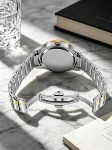 GUSALAI Men's Quartz Watch With Steel Band, Round Dial, Three Hands, Calendar, Multiple Colors Available, Suitable For Workplace, Daily Wear And Gift - one-size - View 4