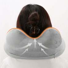 U-Shaped Inflatable Portable Polyester Travel Neck Pillow With Detachable Zipper Pillowcase, Ideal For Side Sleeping, Suitable For Airplane, Car, Nap, Travel Accessory - Multicolor - View 4