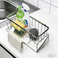 1pcDrain Rack, Sink Organizer, Automatic Drain Tray, Kitchen Storage, Kitchen, Storage, Kitchen Storage, Water Cutter Rack, Suitable For Kitchen Sink Storage And Bathroom Sink Storage. Practical Kitchenware, Space-Saving. - Multicolor - View 7