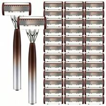 Newest Coffee Brown 6-Layer Manual Razor For Men, Stainless Steel Blades, Ergonomic Non-Slip Handle, Smooth & Close Shaving - Safety Tazor + Blade - View 12