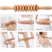 Natural Wooden 4-Piece Massage Tool Set – Crescent Moon Massage Board, 9-Roller Tool, Air Cushion Comb And Large Back Roller - View 5