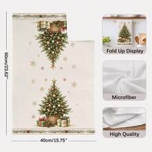 2PCS Kitchen Towels, Vintage Christmas Tree & Berry Pattern Dish Cloths, 40*60cm Rectangular Microfiber Cleaning Towels, Perfect For Kitchen, Dining Room & Bathroom Use, Kitchen Decor, Home Decoration, Housewarming Gift For Neighbors, Scouring Pads - Multicolor - View 4