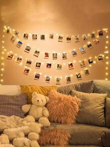 1pc 1-10m LED Copper Wire String Lights With Plastic Photo Clips (±2-3 Clips Error), Hanging Photo Card Atmosphere Light, Bedroom Decor String Lights, Suitable For Girls Room, Birthday Party, Anniversary Decoration Photo Clip LED Fairy String Lights - Copper Wire Lights + Transparent Clips - View 11
