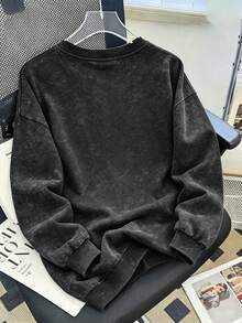 Girls Vintage Round Neck Sweatshirt, Comfortable Soft Teen Girls Clothing, Leopard Print Butterfly Pattern, Suitable For Autumn/Winter Wear - Black - View 2