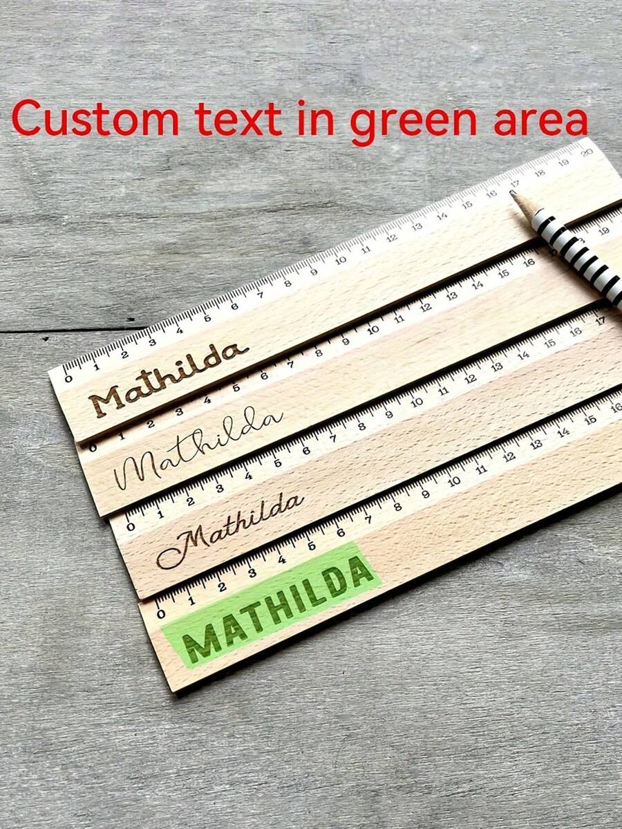 Personalized Laser Engraved Ruler - Custom Name, Wooden (Electronic Waste) - Dual-Purpose Measuring Tool & Elegant Stationery - Birthday, Christmas, Teacher Gift - Suitable For School, Office, Art Projects, Office Decor - Multicolor - View 1