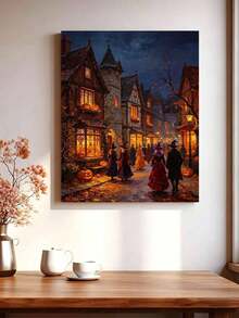 Halloween Street DIY Digital Oil Painting, Canvas Art For Beginners, Paint By Numbers Kit For Adults, Home Wall Decor, Halloween Gifts. - Sets - View 3