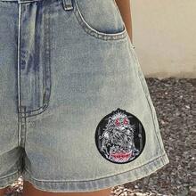 1pc Dark Style Cat Iron-On Embroidered Patch, Red Fashion Glasses Cherry Persian Cat Patch, Clothing Backpack DIY Decorative Embroidery Label - A - View 5