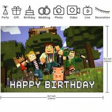 Authorized 1PC Popular Pixel Block Game Theme Birthday Party Decoration Backdrop (82.7x59.1/59.1x39.4/39.4x29.5 Inch), Suitable For Boys Girls Birthday Party Backdrop, Game Fan Theme Party, Children Newborn Cake Table Party Wall Decoration Banner, Outdoor Indoor Photography Photo Background Props - Multicolor - View 17