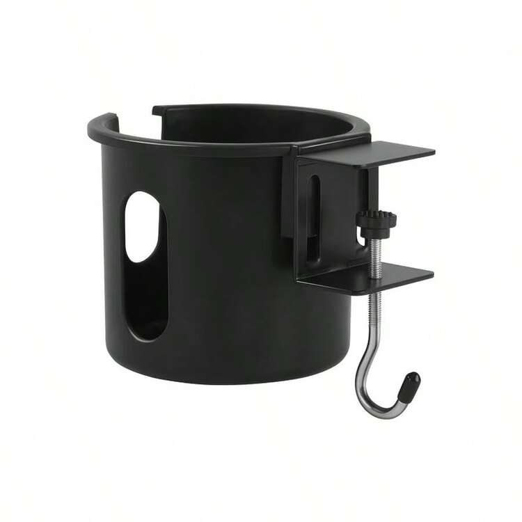 1pc Multifunctional Desk Side Clip Cup Holder With Hook, Desktop Hanging Beverage Storage, Practical Office Accessory, Storage For Water Cups And Small Items - Cup Holder - View 11
