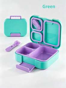 1pc/Children's PP Bento Box/3-Compartment Waterproof Lunch Box, 1110ml Capacity, Suitable For Kitchen Storage/Food Container/Back To School Supplies/Office/Home/Vacation Essentials, Travel Essentials, Summer Meals And Outdoor Dining. - Multicolor - View 10