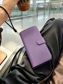 1件淺紫色高級PU多功能時尚錢包式Apple手機殼，Apple 17 Pro Max手機殼附可拆式手機掛繩，新穎Apple 17手機殼內建手機支架，全包覆防震保護殼兼容Apple 16手機殼附手機吊飾，磁吸翻蓋手機殼兼容Apple 15手機殼，多功能智慧型手機腕帶，防震抗震Apple 15 Pro Max手機殼，夏季旅行便攜手機配件 - 紫色 - 查看 7