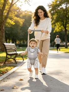 Grow-With-Me Baby Walking Harness All Seasons Adjustable Straps Breathable Mesh Anti-Fall Toddler Walking Assistant Stand Training Belt - Light Grey - View 6