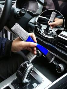 1件裝汽車清潔刷與出風口清潔刷二合一高級清潔工具，軟毛設計，多功能汽車內飾清潔，汽車美容配件 - 多款式 - 查看 3