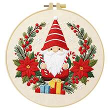 Christmas Cartoon Theme Embroidery Kit, 1 Pack Cross Stitch Kits,DIY Embroidery Starter Kit For Adults & Beginners, DIY Needlepoint Kit With Embroidery Hoop Thread Needle For Craft Lover Birthday Christmas Gifts ,20*20cm/7.9*7.9in - Christmas Theme - View 14