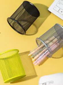 1pc Hollow Mesh Pen Holder Storage Box, Minimalist Multi-Functional Stationery Organizer, Suitable For School Supplies, Office Use, Student School, Back To School Season And Learning Supplies - Multi-color Style - View 4
