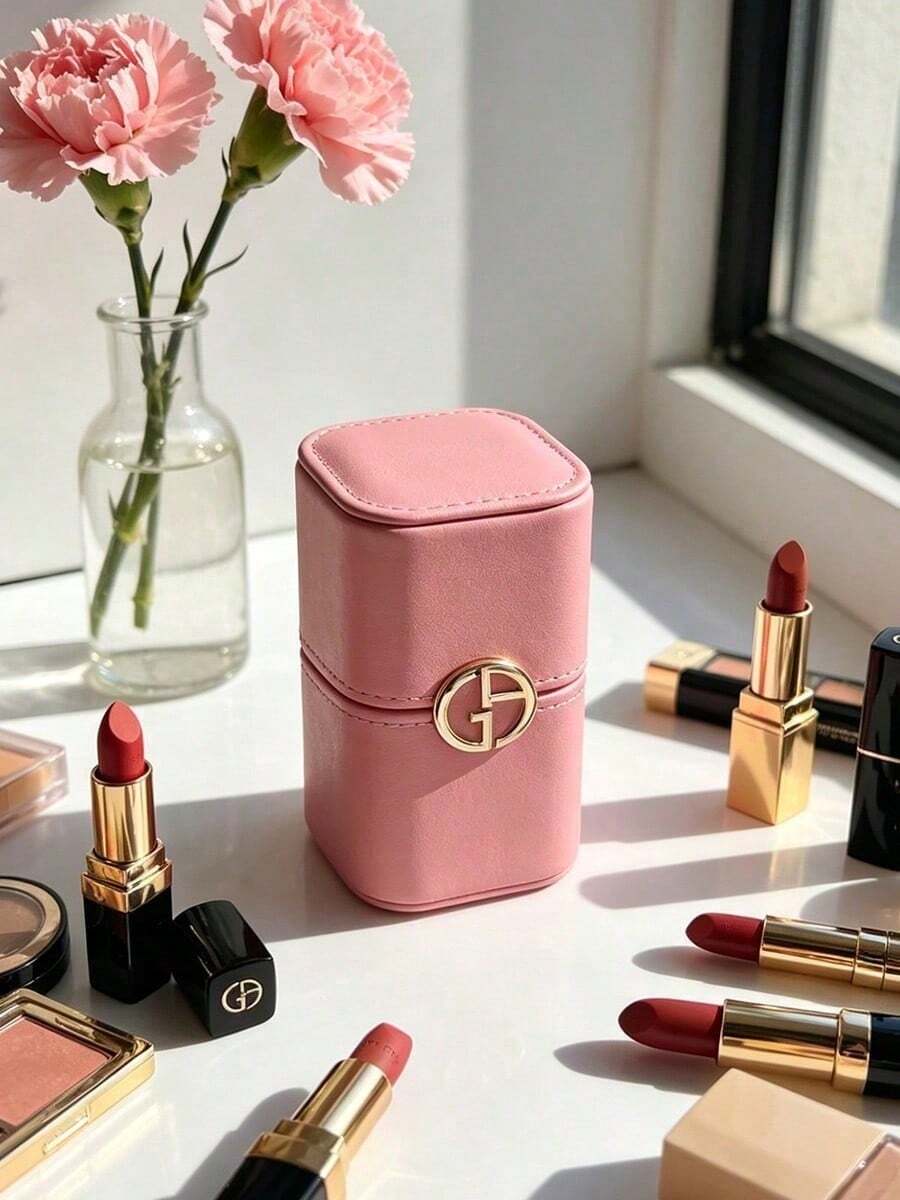 Armani 時尚奢華收納盒 金屬 Logo 獨特設計 化妝品香水收納 防塵盒 家用旅行用 ARMANI-GIFT-69 - 紅色 - 查看 1