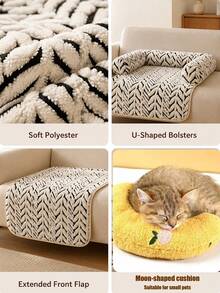 Cat & Dog Sofa Bed, Plush Pet Sofa Bed With Cushion, Indoor Cat & Puppy Non-Slip Furniture Protector - Multicolor - View 10
