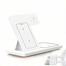 Portable 3-In-1 Foldable Wireless Charging Station, 15W Charging Stand, Compatible With IPhone 1-9 And 3/2/Pro. Only Supports Slow Charging, Not Fast Charging. - White - View 2