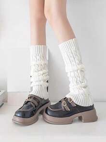 1 Pair Fashion Patterned Long Leg Warmers, Simple Knitted Warm Leg Warmers, Suitable For Spring, Autumn And Winter Wear - Multicolor - View 2