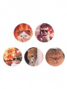 1pc/5pcs Cute Cat Pattern Women Enamel Brooch, Fun Quirky Badge, Lapel Pin For Bags & Clothes, Daily Outfit Accessory, Gift For Friends - Multicolor - View 12