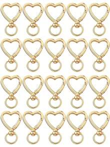 10/30/60/100pcs Heart-Shaped Keychain Swivel Hooks, Key Ring Making Accessories Pendant Carabiner Clips DIY Handmade Cute Spring Buckle Key Rings, Handbags - Color Mixing - View 19