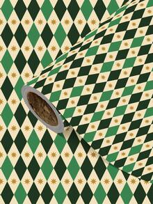 3/2/1 Roll Of Vintage Geometric Gift Wrapping Paper ; This Paper Is Perfect For Holiday Gift Wrapping, Children's Birthdays, Vintage-Themed Parties, Christmas Gift Wrapping,Circus-Themed Celebrations, And British-Style Gifting. - B - View 1