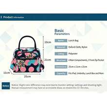 Women's Insulated Lunch Bag, Thickened Oxford Cloth Tote, Large Capacity For Office, Commute, Picnic, Polka Dot Pattern - View 7