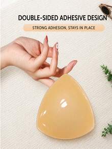 1 Pair Waterproof Double-Sided Self-Adhesive Breast Pads, Reusable Double-Sided Self-Adhesive Breast Pads, Breast Enhancement And Shaping, Self-Adhesive, Suitable For Strapless Bras, Bikini Tops, Swimwear Bras And Sports Bras - Apricot - View 7