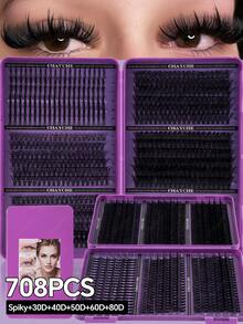600/720PCSCluster Lashes LargeCapacity Lash Kit With Glue,Reusable False Eyelashes,Mixed10‑18mm Lengths,Spiky+10D‑150DStyles,Delivers Fluffy Volume & Natural Elongated Look,Beginner‑Friendly For Daily Wear,Ideal Gift For Parties,All Holiday Occasions - Multicolor - View 16