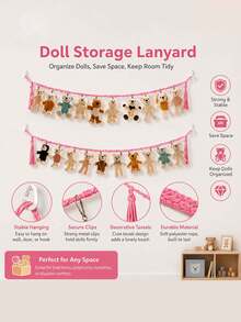 1 Set Multi-Function Plush Doll Storage Hanging Rope Set, Plush Doll Display Chain With 20 Clips And 2 Hooks, Space-Saving Closet Plush Doll Storage Hanging Organizer, Suitable For Plush Doll Collection And Organization - Multicolor - View 4