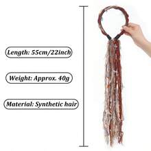 Serre-tête en peluche Maillard coloré avec long ruban à franges, accessoire de cheveux tressés, décoration de cheveux tressés style serre-tête, élastique à cheveux en corde tressée colorée en peluche - Noir - Voir 2