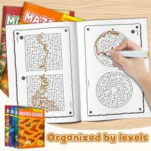 Maze Game Activity Notebooks, Desert, Ocean, Crystal Cave And Funfair Adventure Themes, Focus Training, Logic Thinking And Pathfinding Practice, Progressive Difficulty Design - Style - View 3