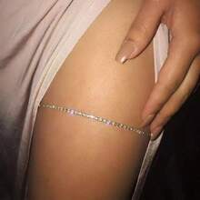 Bộ 4 sợi xích đùi đính đá nhân tạo một hàng phong cách sexy Âu Mỹ, trang sức cơ thể bikini mùa hè, phù hợp cho váy cưới, tiệc rave và các dịp khác - Nhiều màu - Xem 2