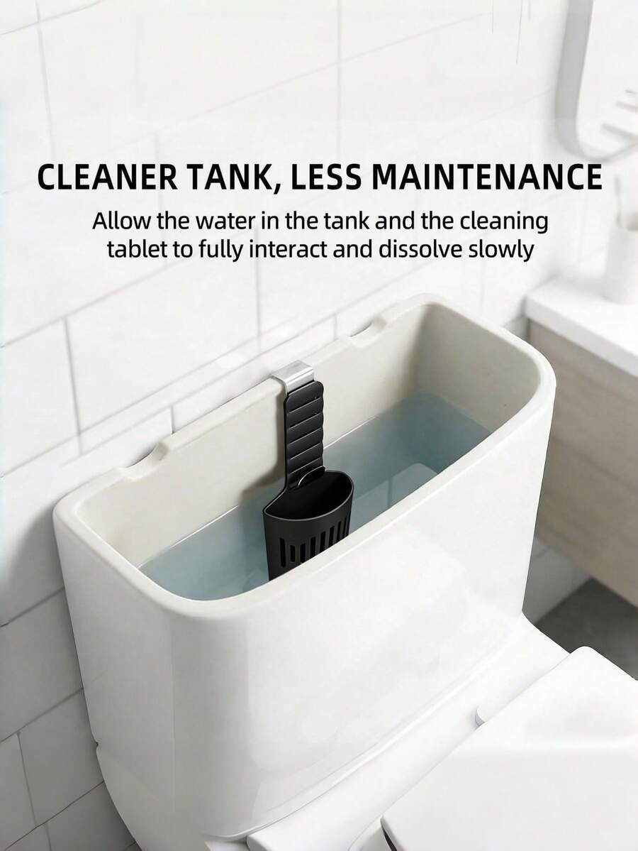 1pc Adjustable Silicone Toilet Tank Cleaning Bracket, Tank Replacement Part, Hanging Silicone Cleaning Box With Hook, Collects Toilet Inner Wall Residue To Prevent Lid Clogging - One Size Fits All - View 1