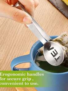 Stainless Steel Tea Bag Squeezer, Silver Tea Bag Clip, Tea Bag Filter Clip, Tea Bag Spoon For Loose Tea, Ice Cubes, Sugar - Multicolor - View 7