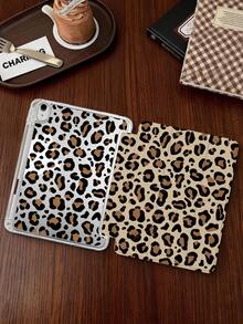1pc Yellow Leopard Print Tablet Case Compatible With IPad Mini6/7/Air/Air2/9.7/10.2/10.5/10.9 (Air4-Air8)/Pro 11/10th Gen/A16/Pro 11 2024, Double-Sided Painted Pattern, Transparent Acrylic Back Shell, Silk Texture 8-Fold Stand, Auto Sleep/Wake, Built-In Pen Slot, Pen Not Included, Some Models With Camera Frame - Multicolor - View 5