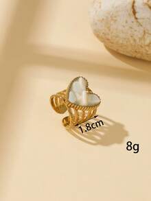 1/4pcs Stainless Steel 304 Material Inlaid Vintage White Crushed Stone ...