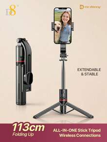 D8 Magnetic Phone Selfie Stick Tripod, 360° Rotatable, Compatible With Fill Light, 1300MM Long, Smartphone Tripod Stand, Integrated Wireless Remote, Portable Lightweight Extendable, Suitable For IPhone/Android, Essential Accessory For Autumn/Winter Camping And Vacation, Autumn/Winter Home Party Gift - one-size - View 17