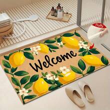 1pc Fresh Lemon Print Design Microfiber Bath Rug,Non-Slip & Soft Bathroom Mat,Welcome Doormat,Water Absorption Mat,Machine Washable,Low Pile,TPR Backing,Knit Fabric,ForBedroom,Kitchen,Entryway,Indoor Use,Accessories & Home Decor,Perfect New Home Gift - A - View 1