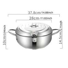 1PC Deep Fryer, 304 Stainless Steel With Lid, Temperature Control And Oil Drip Rack, Used For Frying French Fries And Chicken, Christmas And New Year Gifts - View 10
