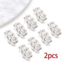 2pcs Silvery Plated Cubic Zirconia Spacer Beads Rhinestone Round Flat Heart Twist Metal Spacers For DIY Bracelet Necklace Jewelry Making Findings - Silver - View 31