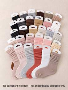 6/1 Pair Random Style Girls Solid Color Ribbed Slouch Socks, Soft Elastic Breathable Children Socks, Autumn Toddler Girls Clothing Socks, Halloween Socks - Multicolor - View 1