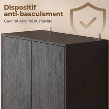 HOMCOM Buffet Haut Cuisine, Armoire de Cuisine, Vaisselier, 4 Portes à Fermeture Douce, 2 Compartiments Ouverts et Étagères Réglables, Meuble de Rangement pour Salon, Salle à Manger, 60x30x170cm, Noir - Noir - Voir 8