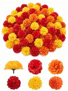 MEHELANY 50/25/12入混色人造萬壽菊與球形花頭，亡靈節祭壇供奉仿真花頭，墨西哥風紀念祭禮，DIY花環、婚禮背景、桌面散佈手工藝配件 - 彩色 - 查看 6
