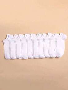 1/5/10/20/30 Pairs Men's Solid Color Boat Socks, Sweat-Absorbent Breathable Comfortable Invisible Socks, Suitable For Daily Wear, Business Socks, Unisex Short Socks, All Sizes - White - View 2