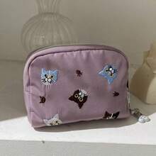 Cute Cat Embroidery Makeup Bag, Portable Large Capacity Cosmetic Storage Bag - Multicolor - View 6