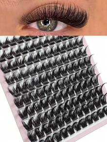 10-Row Large Capacity Segmented Fluffy False Eyelashes, Black Stem Single Cluster Lashes, Thick Natural Manga Big Eye Style, Beginner Self-Application Segmented Eyelashes - View 3
