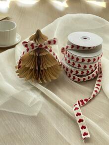 1Roll Holiday Decorative Ribbons, Heart Print Ribbons, Gift Wrapping Woven Ropes, Handmade DIY Korean Style Floral Arrangement Ropes, Cake & Birthday Box Packaging Ribbons, Gift Wrapping Woven Bows, Bouquet Gift Cake Packaging, Floral Satin Ribbons. - Multicolor - View 7