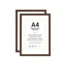 Mosearon 4/1組 30 X 40 cm MDF相框，A3與A4證書與海報框，無背板，配透明壓克力面板，適用於客廳、臥室與藝廊牆面裝飾，僅供展示 - 棕色 - 查看 14